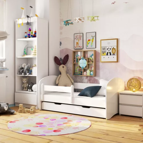 AKORD Smile 160x80 Gyerekágy Laminált Fehér Védőkorláttal
