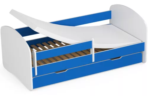 AKORD Smile Gyermekágy 160x80 Kék Laminált Védőkorláttal