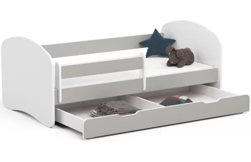 AKORD Smile 160x80 Gyerekágy Laminált Szürke Védőkorláttal