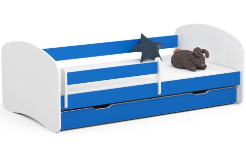 AKORD Smile Gyermekágy Laminált Kék Védőkorláttal 180x90