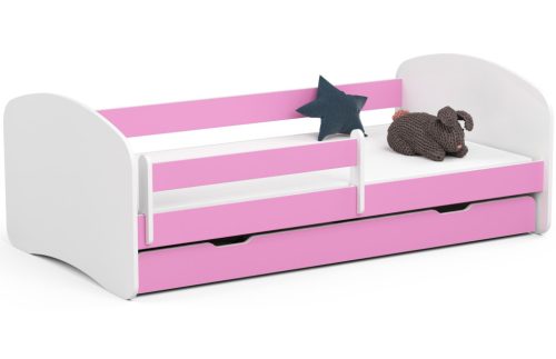 AKORD Smile Gyerekágy 180x90 Rózsaszín Laminált Védőkorláttal