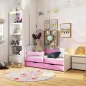   AKORD Smile Gyerekágy 180x90 Rózsaszín Laminált Védőkorláttal