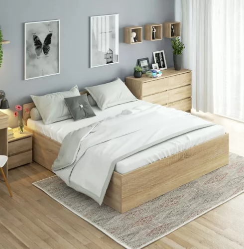 AKORD CLP Tárolós Ágy 180x200 Sonoma Tölgy Ágyrács