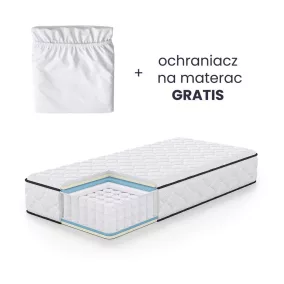   AKORD rugós matrac védőhuzattal 90x190 cm H3 fehér 24 cm magas
