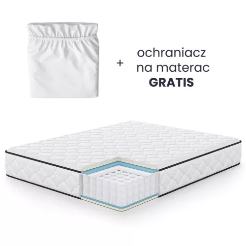 AKORD Furniture Factory rugós matrac védőhuzattal 160x200 cm H3 fehér 24 cm magas