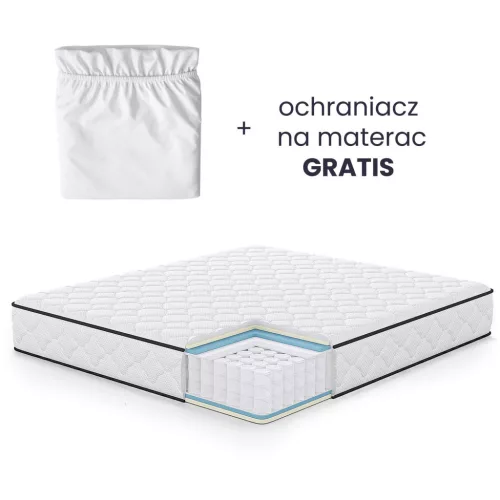 AKORD Furniture Factory rugós matrac védőhuzattal 180x200 cm H3 fehér 24 cm magas