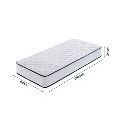 AKORD Furniture Factory rugós matrac védőhuzattal 80x190 cm H3 fehér 24 cm magas