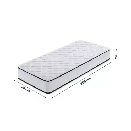 AKORD Furniture Factory rugós matrac védőhuzattal 80x200 cm H3 fehér 24 cm magas
