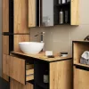 AKORD VAMI W35 Fali Fürdőszobai Szekrény Craft Tölgy-Fekete