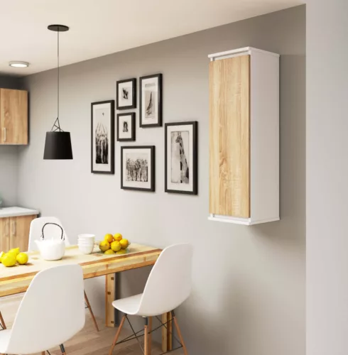 AKORD CLP Fali Vitrin W30 Laminált Fehér-Sonoma