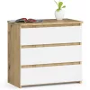 AKORD CLP Artisan Komód 3 Fiókos Laminált Tölgy/Fehér