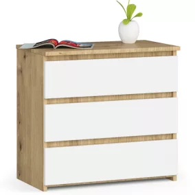 AKORD CLP Artisan Komód 3 Fiókos Laminált Tölgy/Fehér
