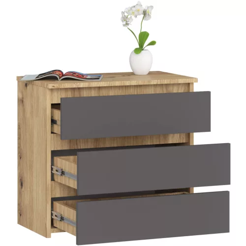 AKORD CLP Artisan Fiókos Komód Laminált Tölgy-Szürke