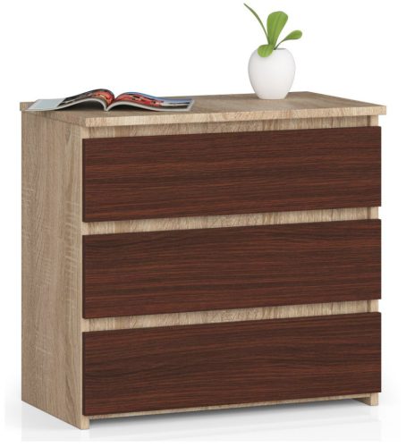AKORD CLP 3 Fiókos Komód Sonoma Tölgy / Wenge