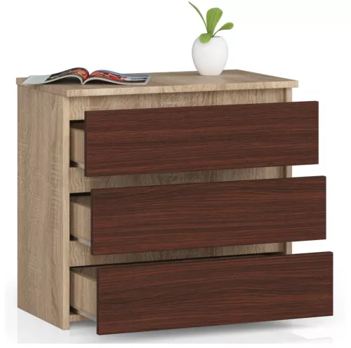 AKORD CLP 3 Fiókos Komód Sonoma Tölgy / Wenge