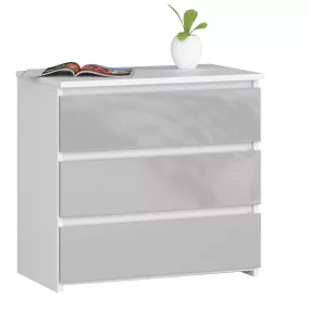   AKORD CL3 Éjjeliszekrény Laminált Fehér/Metál Magasfényű 60 cm