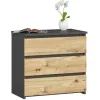 AKORD CLP Artisan 3-Fiókos Komód Laminált Grafit-Tölgy