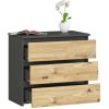 AKORD CLP Artisan 3-Fiókos Komód Laminált Grafit-Tölgy