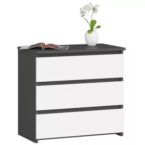   AKORD CLP CL3 Komód Laminált Grafitszürke/Fehér 3 Fiókos