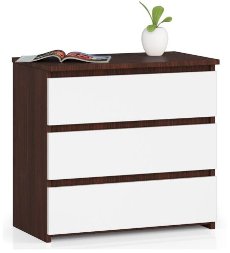 AKORD CLP 3 Fiókos Éjjeliszekrény Wenge-Fehér Laminált