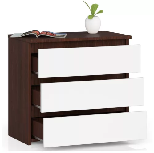 AKORD CLP 3 Fiókos Éjjeliszekrény Wenge-Fehér Laminált