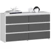 AKORD CL100 Modern 6-Fiókos Komód Laminált Fehér-Szürke