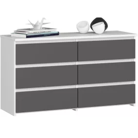 AKORD CL100 Modern 6-Fiókos Komód Laminált Fehér-Szürke
