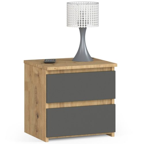AKORD CLP Artisan Éjjeliszekrény Laminált Tölgy-Szürke Kétfiókos