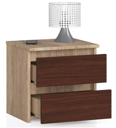 AKORD CLP Éjjeliszekrény Laminált Sonoma Tölgy/Wenge Kétfiókos
