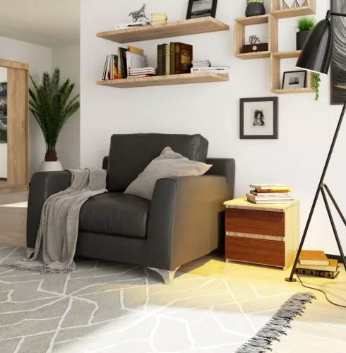 AKORD CLP Éjjeliszekrény Laminált Sonoma Tölgy/Wenge Kétfiókos