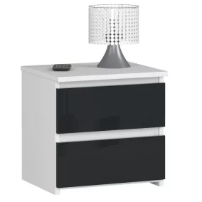   AKORD CL2 Magasfényű Grafit Éjjeliszekrény MDF Fehér-Grafit Kétfiókos