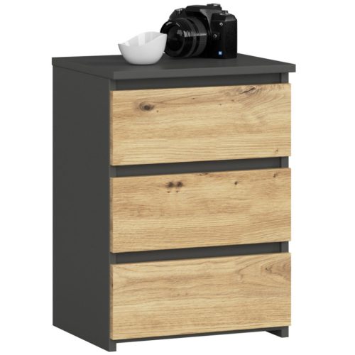 AKORD CL3 Artisan Éjjeliszekrény Laminált Grafitszürke Tölgy
