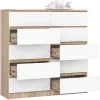 AKORD CLP K120 Komód Sonoma Tölgy Fehér 10-Fiókos Laminált