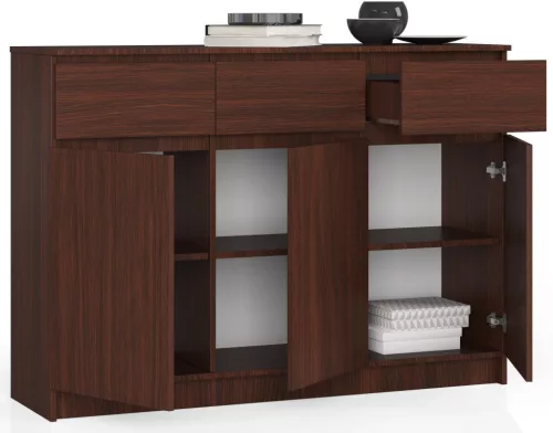 AKORD CLP K140 Komód Laminált Wenge 3 Ajtós 3 Fiókos