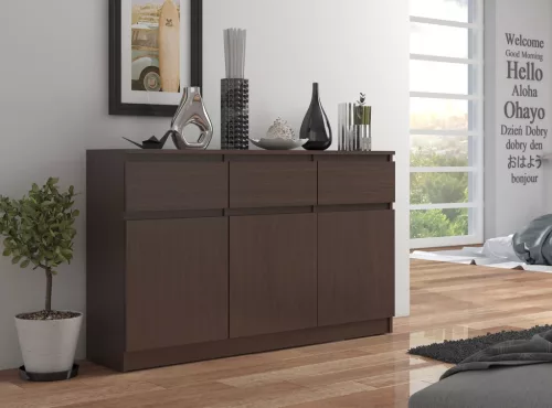 AKORD CLP K140 Komód Laminált Wenge 3 Ajtós 3 Fiókos