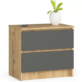 AKORD CLP Artisan Tölgy Komód 2 Fiókos Matt Szürke