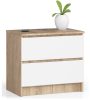 AKORD CLP K60 Komód Laminált Sonoma Tölgy Fehér 2 Fiókos