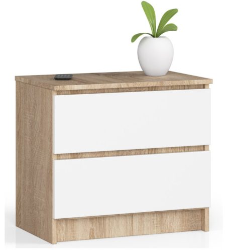 AKORD CLP K60 Komód Laminált Sonoma Tölgy Fehér 2 Fiókos