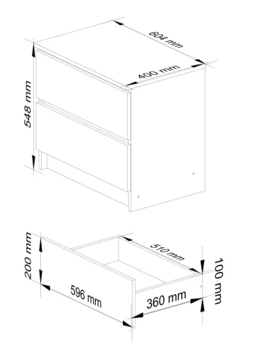 AKORD CLP Éjjeliszekrény Laminált Wenge 2 Fiókos