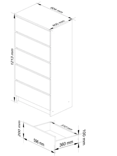 AKORD CLP 5 Fiókos Komód Wenge Laminált 60cm