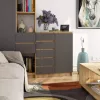 AKORD Artisan K80 Komód Tölgy/Szürke 5 Fiókos Tárolószekrény