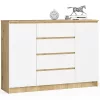 AKORD CLP Artisan Komód 138 Laminált Tölgy-Fehér 4 Fiókos