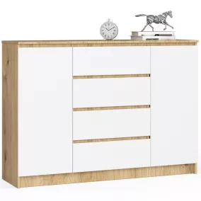   AKORD CLP Artisan Komód 138 Laminált Tölgy-Fehér 4 Fiókos