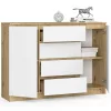 AKORD CLP Artisan Komód 138 Laminált Tölgy-Fehér 4 Fiókos