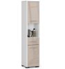 AKORD FIN Fürdőszobai Oszlopszekrény 140cm Fehér-Cappuccino Magasfényű