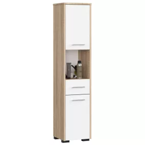   AKORD FIN Fürdőszobai Álló Szekrény 140cm Sonoma Tölgy Fehér