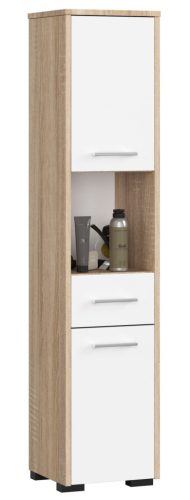 AKORD FIN Fürdőszobai Álló Szekrény 140cm Sonoma Tölgy Fehér