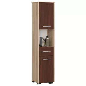   AKORD FIN Fürdőszobai Oszlopszekrény 140cm Sonoma Tölgy Wenge