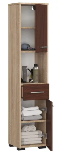 AKORD FIN Fürdőszobai Oszlopszekrény 140cm Sonoma Tölgy Wenge