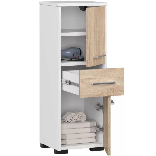 AKORD FIN Fürdőszobai Álló Szekrény 30 2D 1F 85cm Fehér/Sonoma Tölgy